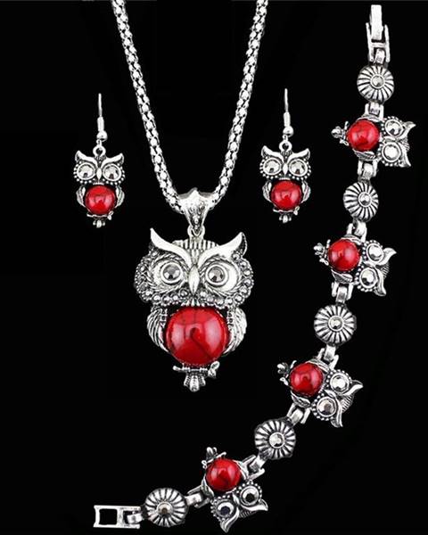 Set Antique Owl - Červená