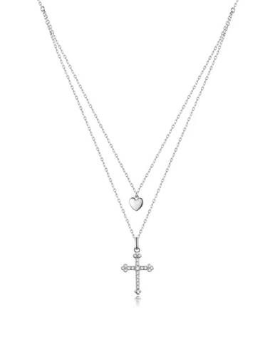 Strieborný náhrdelník Kríž a Srdce Ag 925/1000