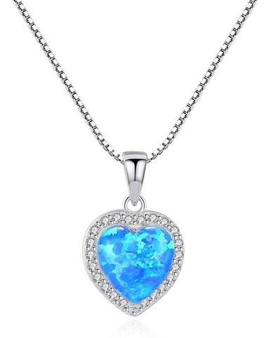 Strieborný náhrdelník Opálové Srdce Ag 925/1000