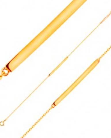 Náramok zo žltého 14K zlata - lesklý úzky pás, retiazka z oválnych očiek, 185 mm