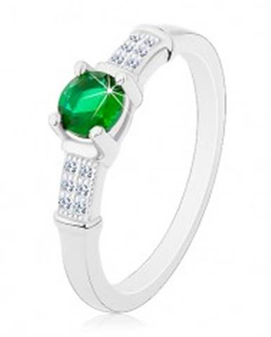 Zásnubný prsteň, striebro 925, zirkónové ramená, okrúhly zelený zirkón - Veľkosť: 47 mm