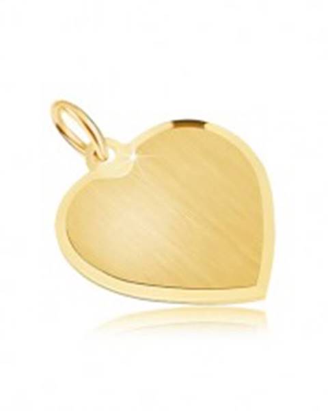 Zlatý prívesok 585 - pravidelné srdce so saténovým povrchom, skosená obruba