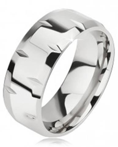 Lesklý oceľový prsteň, drobné zárezy, skosené okraje - Veľkosť: 57 mm