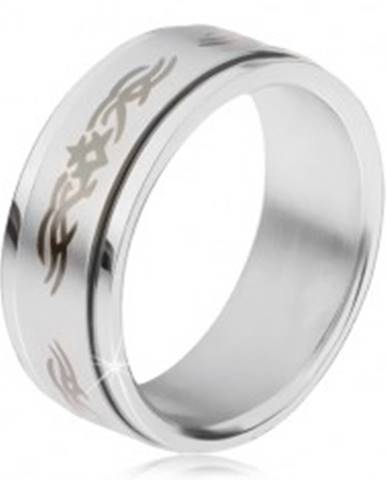 Oceľový prsteň, matná točiaca sa obruč s ornamentom - Veľkosť: 57 mm