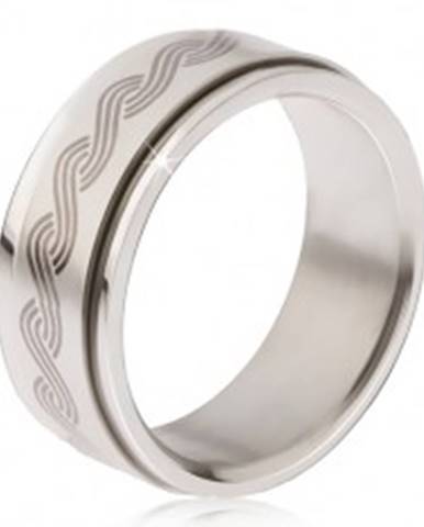 Oceľový prsteň - točiaca sa matná obruč, potlač gréckeho pletenca - Veľkosť: 57 mm