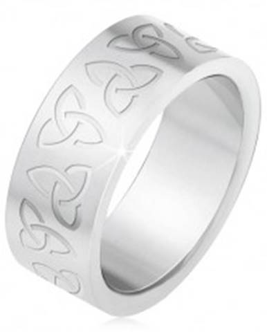 Oceľový prsteň s gravírovanými keltskými symbolmi, Triquetra - Veľkosť: 55 mm
