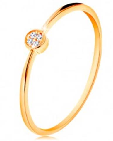 Prsteň v žltom zlate 585 - kruh vykladaný okrúhlymi zirkónmi čírej farby - Veľkosť: 49 mm