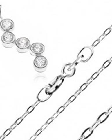 Strieborný náhrdelník 925 - retiazka a prívesok s cik-cak vzorom zo zirkónov