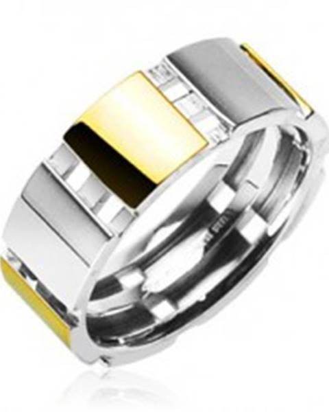Oceľový prsteň s časťami zlatej farby - Veľkosť: 58 mm