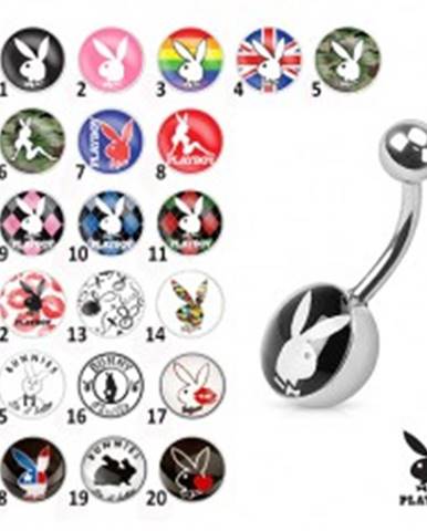 Oceľový piercing do bruška, farebné obrázky zajačikov Playboy - Symbol: PB03