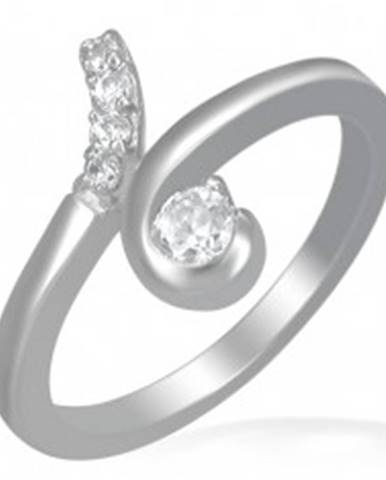 Oceľový prsteň - slučka s okrúhlymi čírymi zirkónmi - Veľkosť: 49 mm