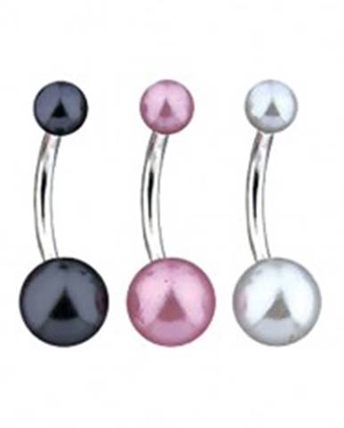 Piercing do bruška - farebná perlová gulička - Farba piercing: Biela