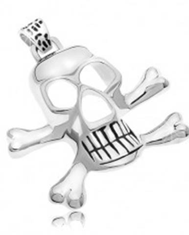 Prívesok z chirurgickej ocele - pirátska lebka, strieborná farba
