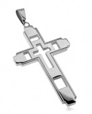 Prívesok z chirurgickej ocele, veľký kríž s vyrezávaným krížikom
