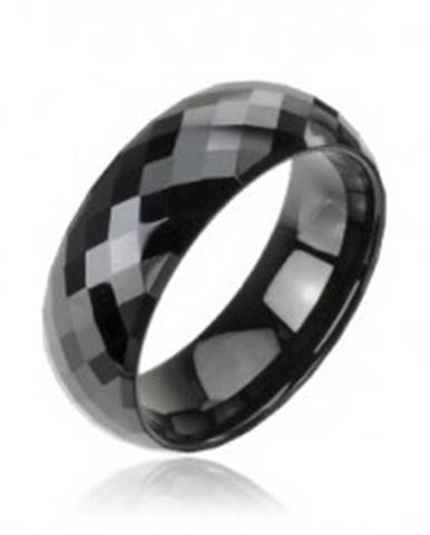 Tungstenový - Wolfrámový prsteň čierny vzor disco - Veľkosť: 59 mm