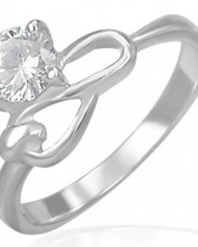 Oceľový zásnubný prsteň - číry zirkón a symbol nekonečna - Veľkosť: 49 mm