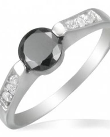Oceľový zásnubný prsteň s čiernym očkom - Veľkosť: 50 mm