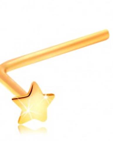 Piercing do nosa zo žltého 14K zlata - malá hviezdička, zahnutý tvar