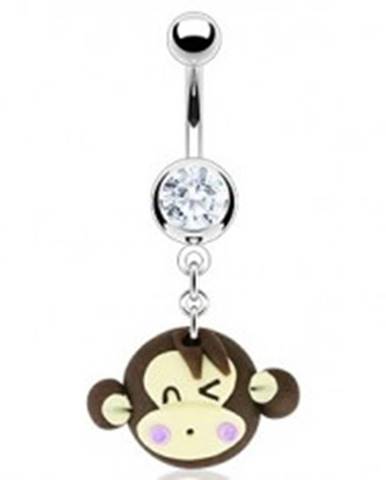 Piercing do pupka - žmurkajúca Fimo opica