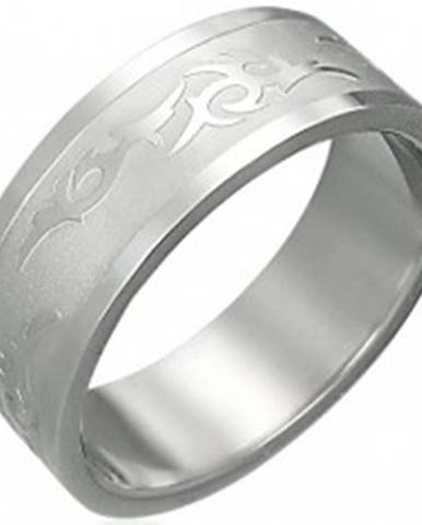 Prsteň z ocele s kmeňovým ornamentom - Veľkosť: 54 mm