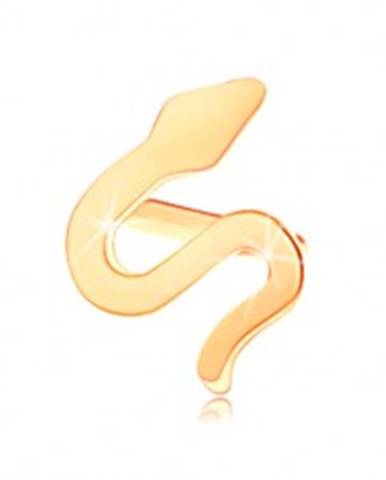 Zlatý piercing do nosa 585, zahnutý  - zvlnený had, lesklý plochý povrch