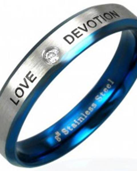 Oceľový prsteň LOVE DEVOTION so zirkónom - Veľkosť: 49 mm