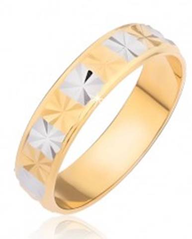 Lesklý prsteň - obdĺžniky s diamantovým rezom - Veľkosť: 48 mm