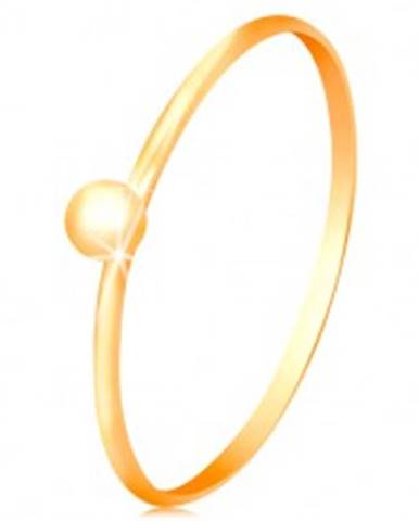 Prsteň v žltom 14K zlate  - drobná lesklá gulička, tenké ramená - Veľkosť: 49 mm