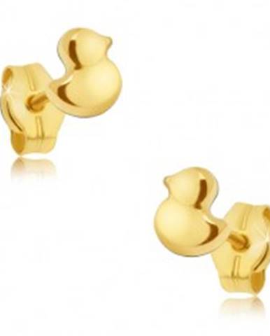 Zlaté puzetové náušnice 585 - maličké ligotavé kačičky