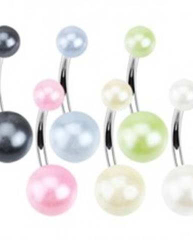 Piercing do pupka - farebná pastelová perla - Farba piercing: Biela