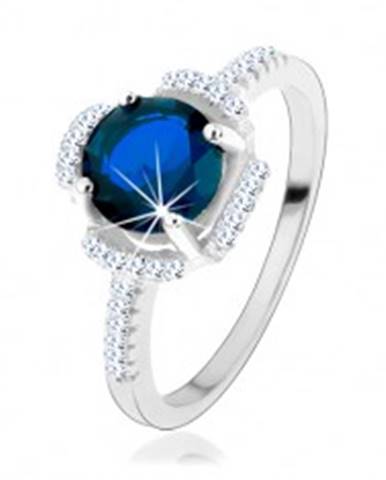 Zásnubný prsteň, striebro 925, modrý kvietok, lupene z čírych zirkónikov - Veľkosť: 49 mm