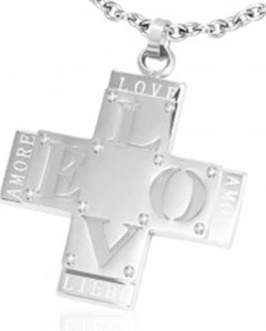 Prívesok z ocele - dvojitý kríž s nápisom "LOVE"