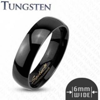 Tungstenový hladký čierny prsteň, 6 mm - Veľkosť: 49 mm