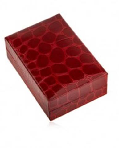 Darčeková krabička na náušnice, krokodílí vzor, tmavočervený odtieň