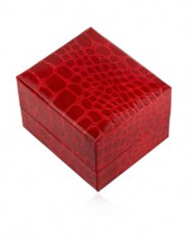 Lesklá darčeková krabička na prsteň, červená farba, krokodílí vzor