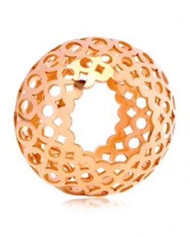 Prívesok v ružovom 14K zlate - dutý valček s vyrezávanými oválmi a kruhmi