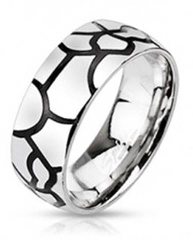 Oceľový prsteň - imitácia čiernych prasklín - Veľkosť: 51 mm