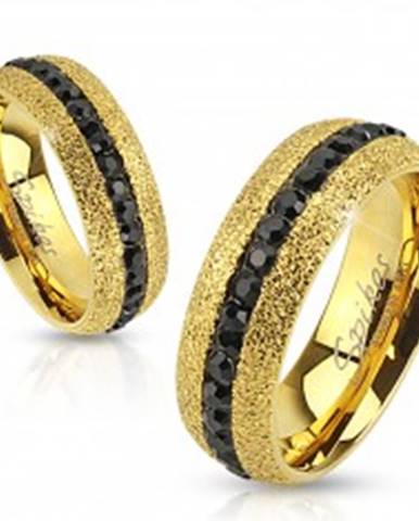 Oceľový prsteň zlatej farby, trblietavý, so zirkónovým pásom, 6 mm - Veľkosť: 49 mm