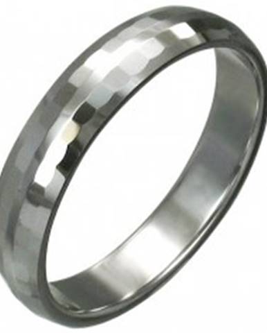 Volfrámový prsteň s jemnými brúsenými obdĺžnikmi, 3 mm - Veľkosť: 49 mm