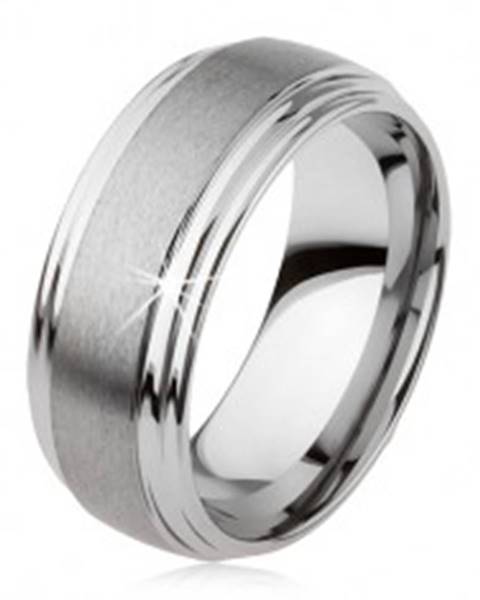 Hladký tungstenový prsteň, jemne vypuklý, matný povrch, strieborná farba - Veľkosť: 49 mm