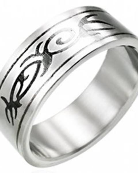 Oceľový prsteň s motívom TRIBAL - Veľkosť: 51 mm