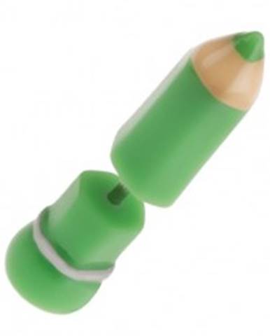 Akrylový fake plug do ucha, zelená ceruzka