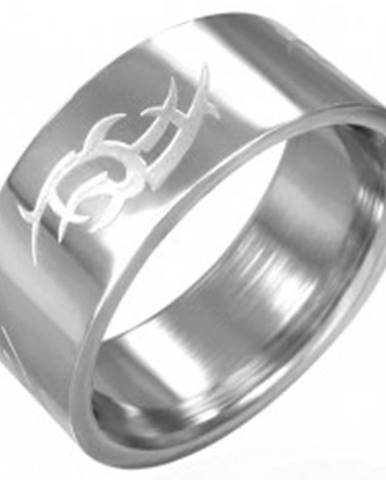 Oceľový prsteň lesklý, matný Tribal symbol - Veľkosť: 53 mm