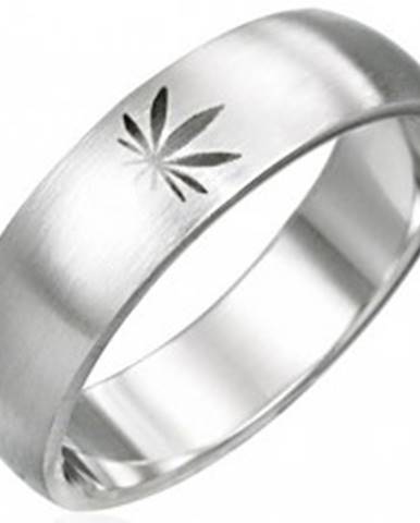 Oceľový prsteň motív marihuana - Veľkosť: 51 mm