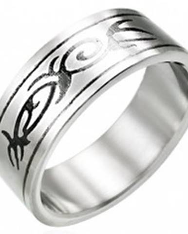 Oceľový prsteň s motívom TRIBAL - Veľkosť: 51 mm