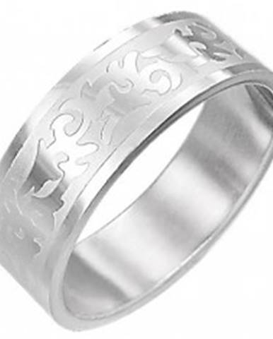 Oceľový prsteň TRIBAL SYMBOL  - Veľkosť: 54 mm