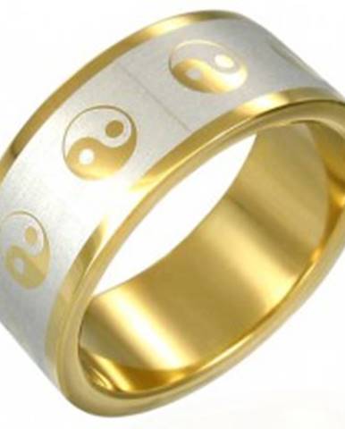 Prsteň Yin-Yang zlatej farby - Veľkosť: 54 mm