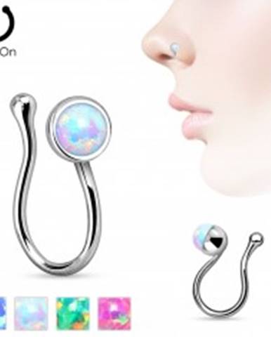 Nepravý piercing do nosa z chirurgickej ocele, syntetická opálová guľôčka - Farba: Biela