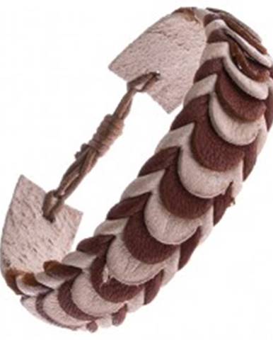 Kožený náramok – karamelové a béžové prekladané pásy