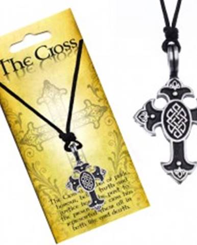 Náhrdelník na šnúrke, prívesok - kríž s keltským uzlom